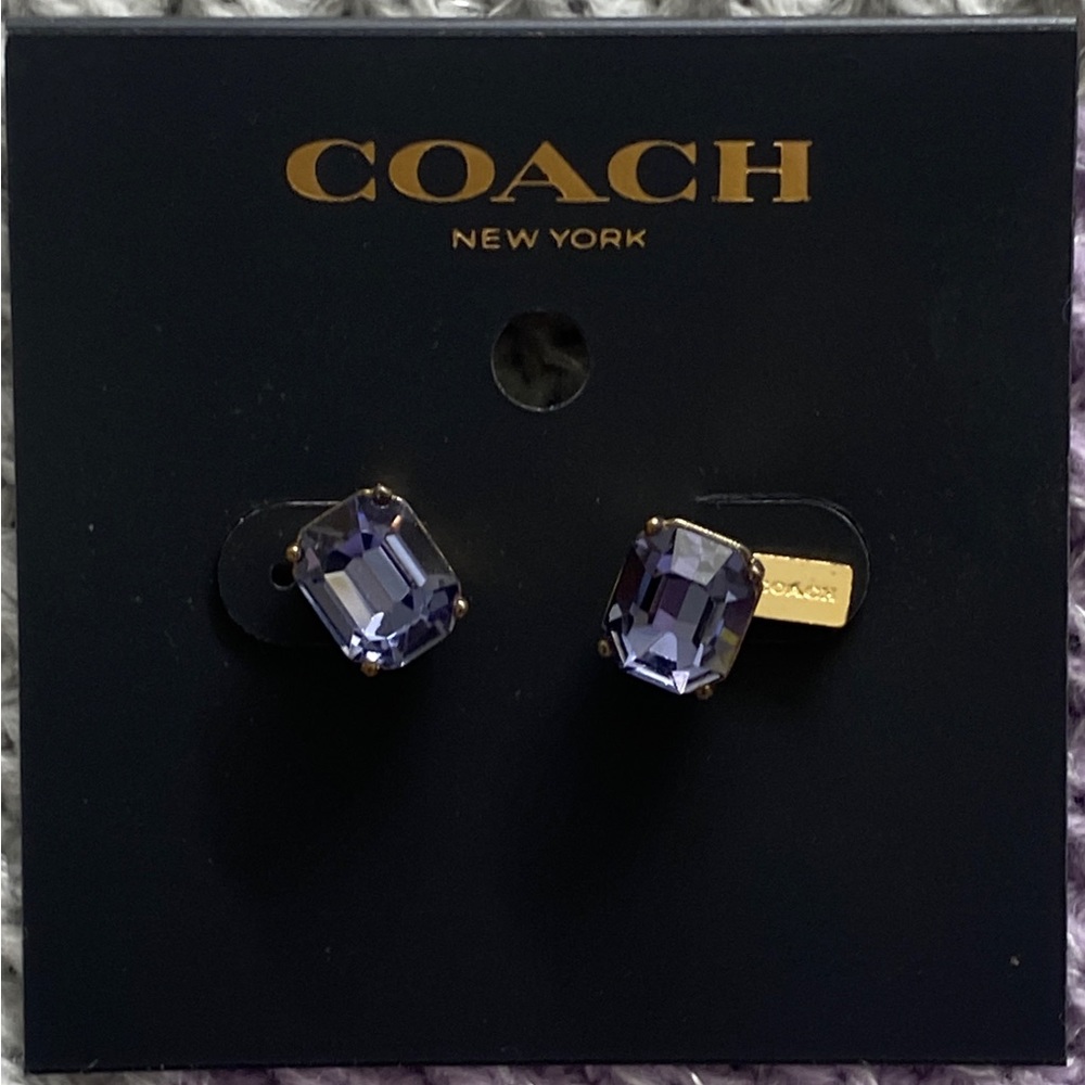 SOLD📌📌   COACH Emerald Cut Purple Gem Earrings NWT